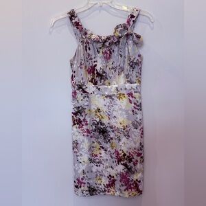 LOFT Purple Yellow Watercolor Sleeveless Dress BEAUTIFUL DETAIL Sz 0 AZ